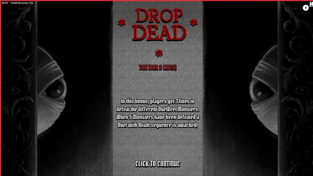 Death Becomes You স্লটের গথিক এবং রহস্যময় ইন্টারফেসের দৃশ্য