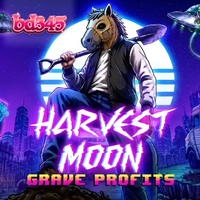 Harvest Moon Grave Profits slot machine interface featuring dark laboratory theme